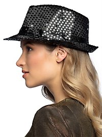 Glitter hoed zwart