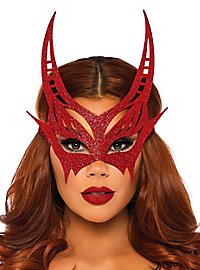Teufel mit Hörnern Latex-Maske rot Halloween Halloweenmaske Maske Devil 