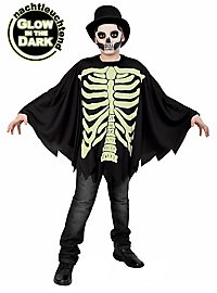 Glow In The Dark Skelet Poncho Til Børn