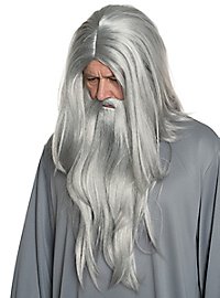 Grå troldmandsparyk og skæg