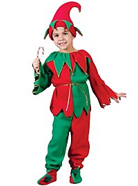 Green and red Christmas elf costume for children