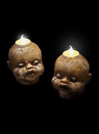 Gruselige Puppenköpfe Halloween Teelichter