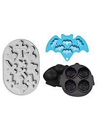 Halloween silicone moulds set crosses, brains, bats for baking, for chocolates and ice cubes 3 pcs.