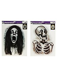Halloween Window Decoration Possessed & Grinning Skulls