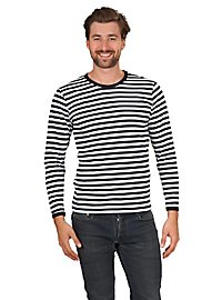 High-quality striped pullover long-sleeved black-white