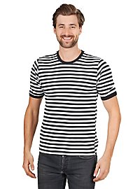 High-quality striped pullover short-sleeved black-white