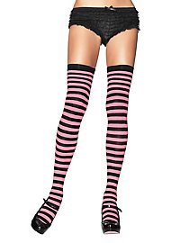 Hold up stockings black-pink ringed