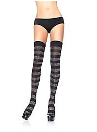 Hold-up stockings black-silver striped