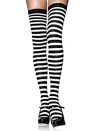 Hold-up stockings black-white, striped