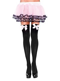 Hold up stockings with big bow black-pink