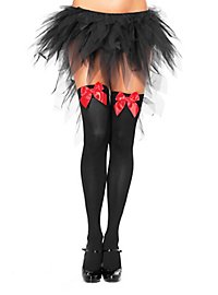 Hold up stockings with big bow black-red