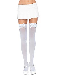 Hold up stockings with big bow white