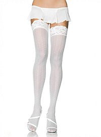 Hold up stockings with dots and lace cream