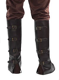 Imitation leather boot tops with buckles brown