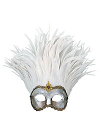 Incas Colombina argento piume bianche - Masque vénitien