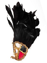 Incas Colombina scacchi colore piume nere Venetian Mask