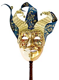 Jolly Carte Maschile oro bianco con bastone - Venezianische Maske