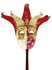 Jolly Carte Maschile Rød Hvid Med Stok - Venetiansk Maske