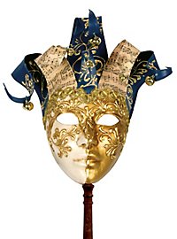 Jolly Colla oro bianco con bastone - Maschera veneziana