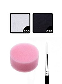 Kit de maquillage Aqua noir et blanc avec éponge et pinceau