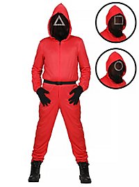 Squid Game Aufseher Overall mit integrierter Maske für Kinder