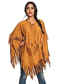 Kunstleer poncho met franjes
