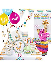 Lama party decoration set deluxe 49 pieces with llama piñata for 6 persons