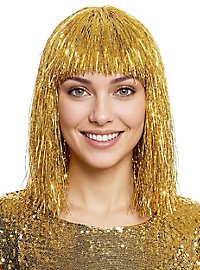 Lametta Perücke gold