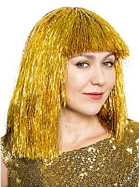 Lametta Perücke gold