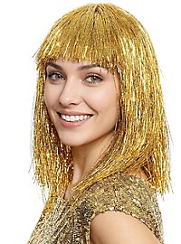 Lametta Perücke gold