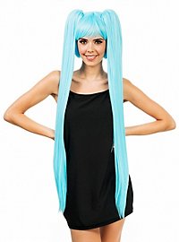 Lange Cosplay Perücke hellblau