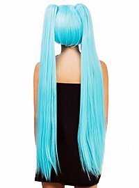 Lange Cosplay Perücke hellblau