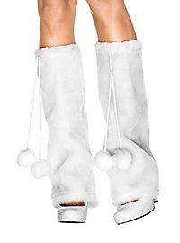 Legwarmer mit Bommeln weiß