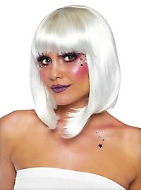 Long Bob UV Perücke perlweiß