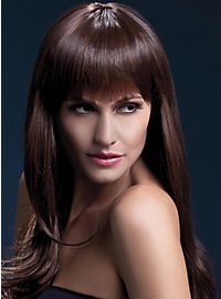 Long feather cut with pony wig brown
