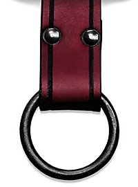 Long Leather Belt with Ring red 