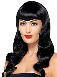 Longhair wig with heart-shaped fringe black