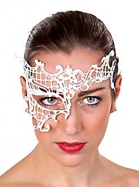 Maschera in pizzo bianco asimmetrica