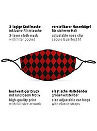 Masque en tissu Arlequin noir-rouge