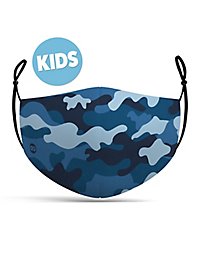 Masque en tissu pour enfants camouflage navy bleu