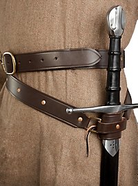 Medieval double wrap sword belt brown 