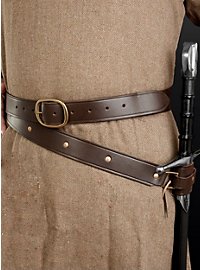 Medieval double wrap sword belt brown 