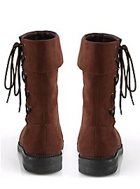 Men's leatherette boots with lacing brown