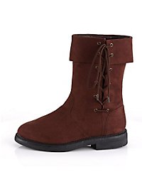 Men's leatherette boots with lacing brown