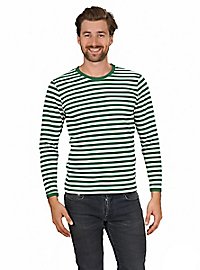 Men's Striped Long-Sleeved Shirt in Green And White – Suitable for Everyday Wear