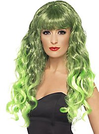Mermaid curly wig green-black