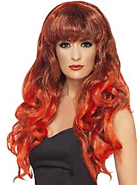 Mermaid curly wig red-black