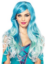 Mermaid wig turquoise-white