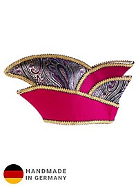 Mini cap pink with brocade insert and gold trim