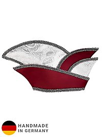 Mini-capuchon bordeaux-argenté avec bordure vieil argent